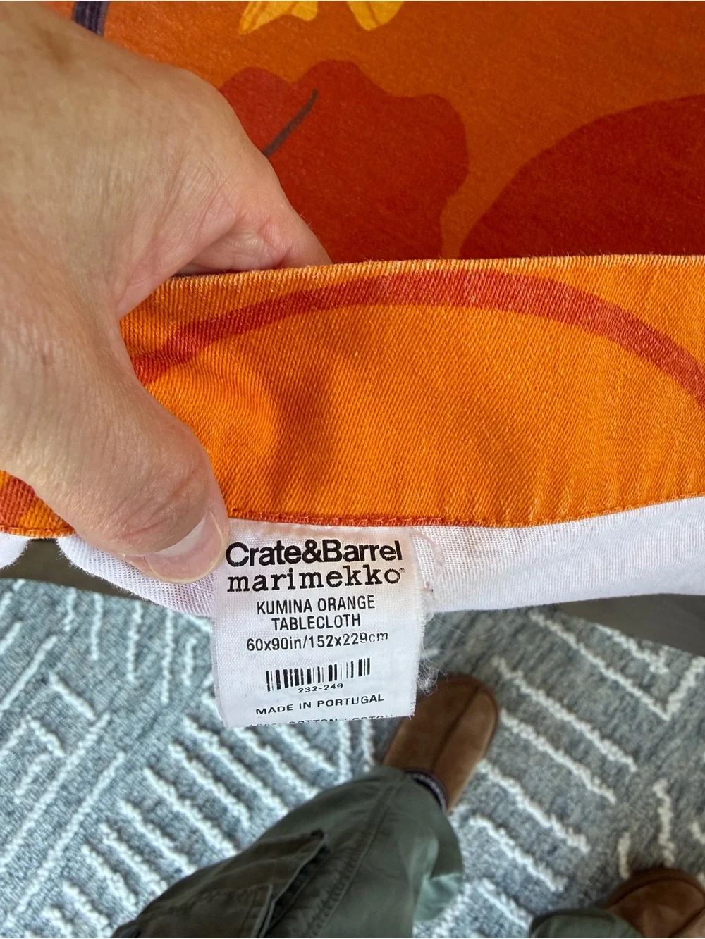 Marimekko for Crate and Barrel Kumina Orange Tablecloth